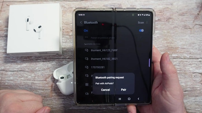 can you change airpod settings on android