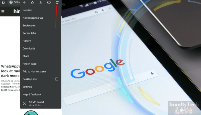 how to refresh page on android tablet